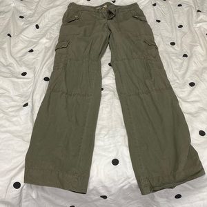 Michael Kors, green low rise, cargo flared pants.